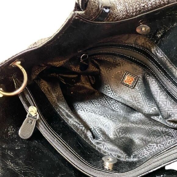 Relic Black Weave Style Black Satchel Purse - Picture 2 of 4